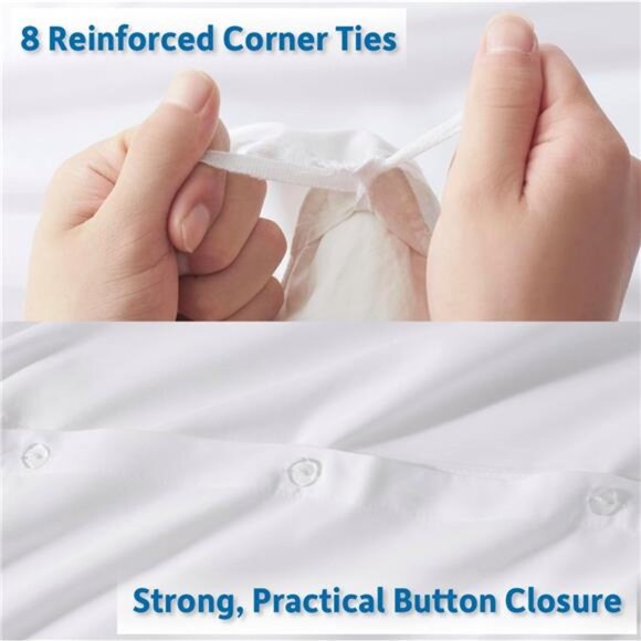 White Duvet Cover Queen Size - Soft Double Brushed Queen Duvet Cover Set - Picture 4 of 6